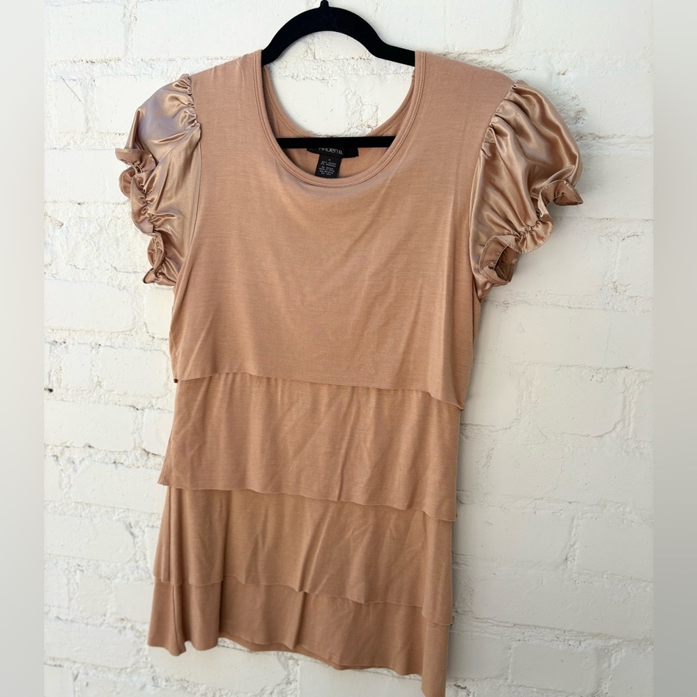 Arden B Layered Ruffle Sleeve Blouse